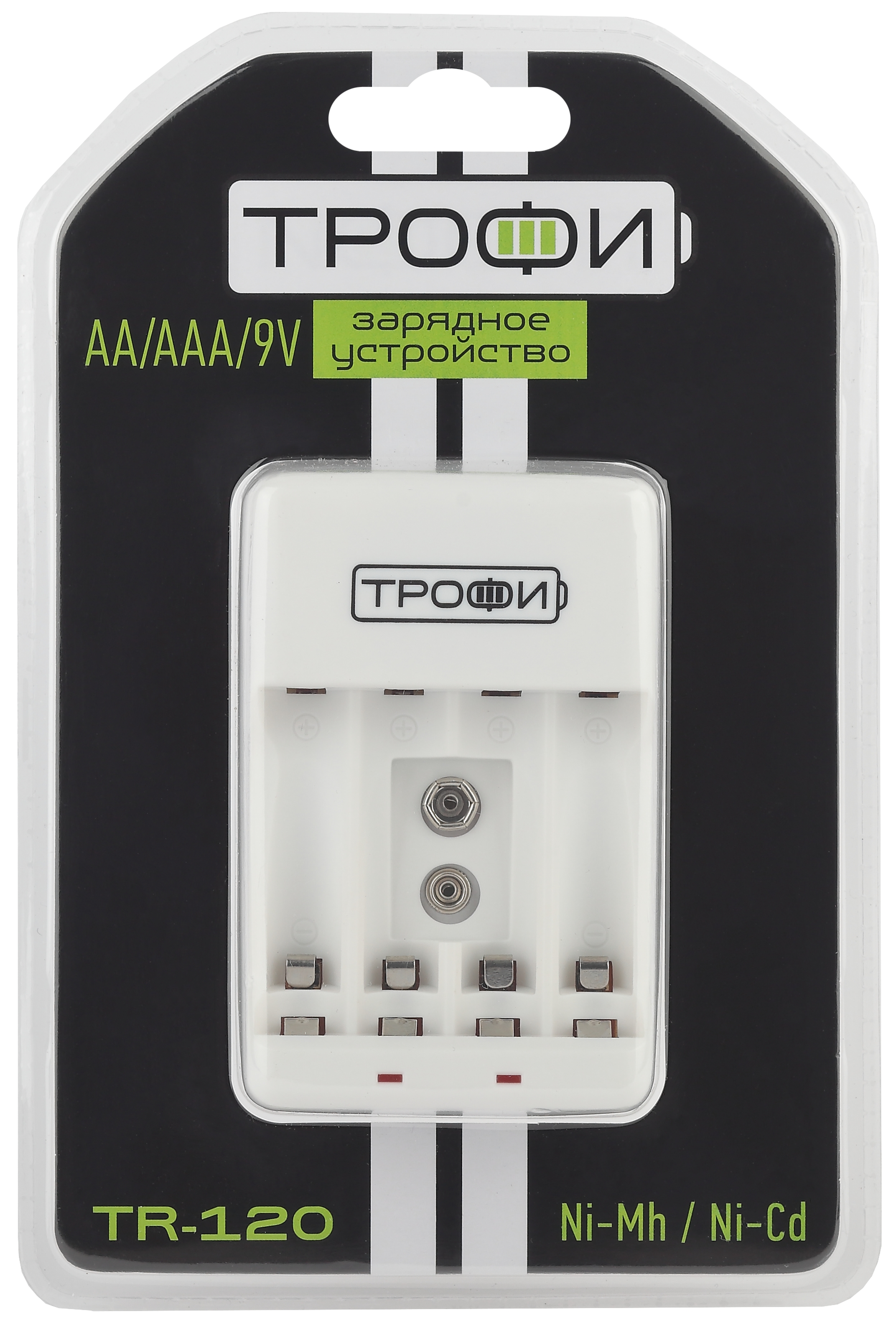Зарядное устройство для аккумуляторов ТРОФИ TR-120 (6/24/480), 4xAA/AAA, белый (C0031279)