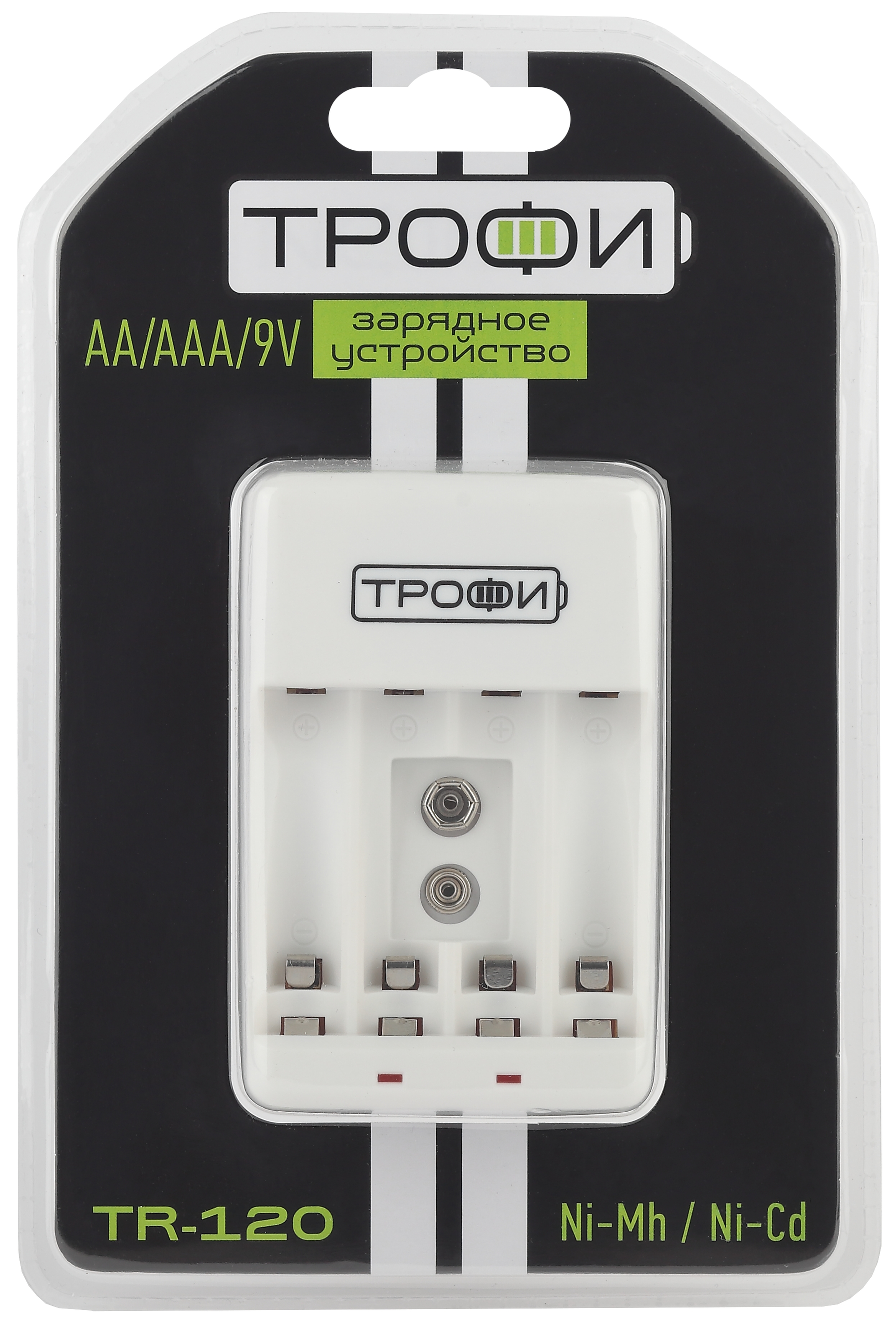 

Зарядное устройство для аккумуляторов ТРОФИ TR-120 (6/24/480), 4xAA/AAA, белый (C0031279), TR-120 (6/24/480)