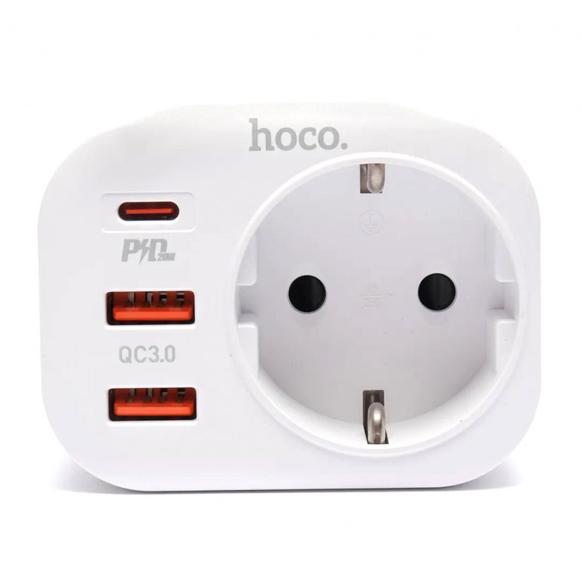

Сетевой фильтр Hoco NS3, 1-розетка, 2 USB и 1USB-C, белый (6931474766175), NS3