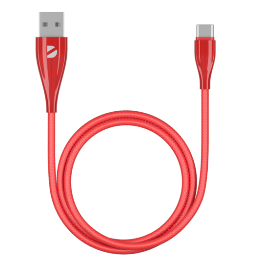 Кабель USB-USB Type-C, быстрая зарядка, 5А, 1 м, красный, Deppa (72290)