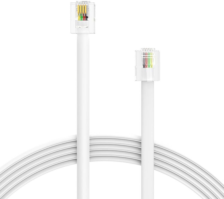 

Патч-корд телефонный, 2 м, RJ11-RJ11, белый, CU, плоский, Vention (IQBWH)