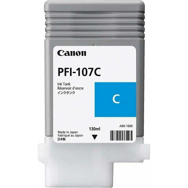 Картридж струйный Canon PFI-107C (6706B001), голубой, оригинальный, объем 130 мл для Canon imagePROGRAF-iPF680 / iPF685 / iPF780 / iPF785 Срок годности до 11/2023