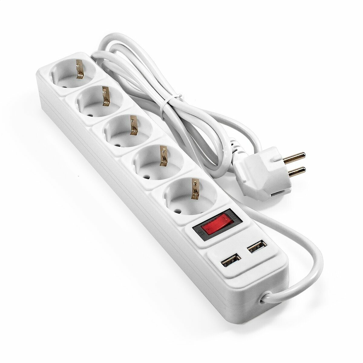 Сетевой фильтр ExeGate SP-5-USB-1.8W, 5-розеток, 1.8 м, белый