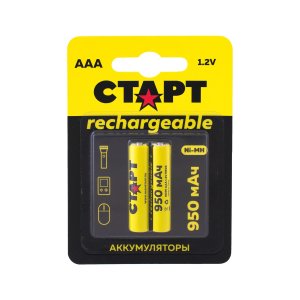 

Аккумулятор Старт, AAA, HR03, 1.2V 950 мА·ч, 2 шт. (4610116201862)