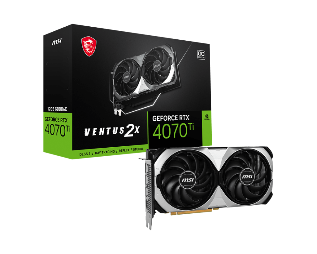 

Видеокарта MSI NVIDIA GeForce RTX 4070Ti VENTUS 2X ОС, 12Gb DDR6X, 192 бит, PCI-E, HDMI, 3DP, Retail (RTX 4070 TI VENTUS 2X12GOC), VENTUS 2X ОС