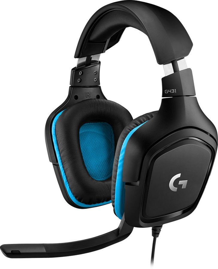 Проводная гарнитура Logitech G431, черный/синий (981-000772)