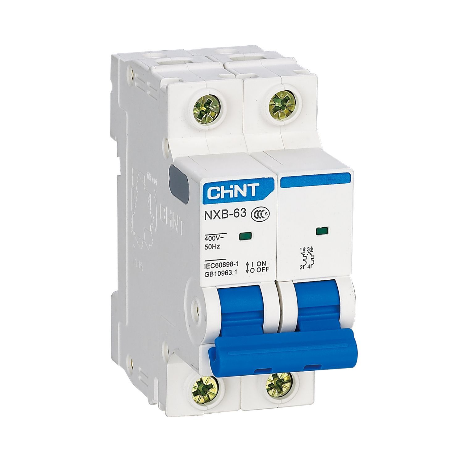 

Выключатель автоматический CHINT NXB-63 двухполюсный (2P/2П) 20А C 6 kA (814093), NXB-63
