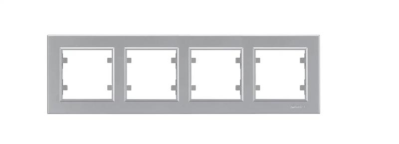 Рамка Makel Karea, горизонтальная, 4-модуля, серебро (56065704)
