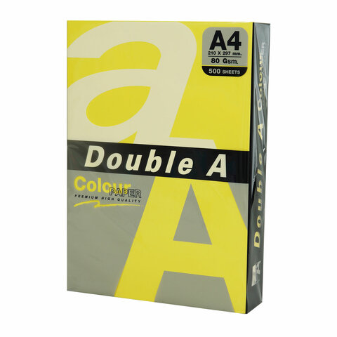 Бумага A4 80 г/м² 500 листов, желтый интенсив Double A (8858741731972)