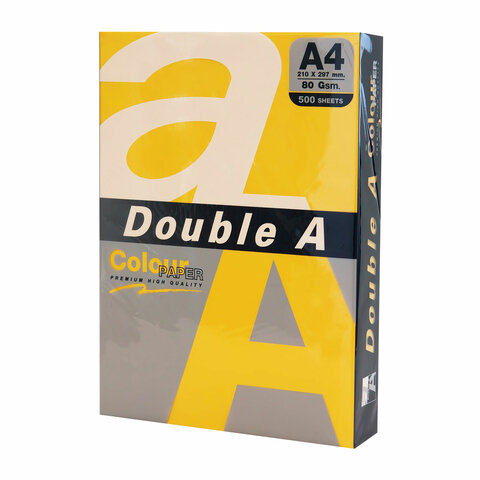Бумага A4 80 г/м² 500 листов, желтый интенсив Double A (8858741734867)