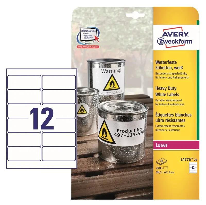 Этикетка самоклеящаяся Avery Zweckform, 9.91x4.23 см, 12 шт. на листе A4