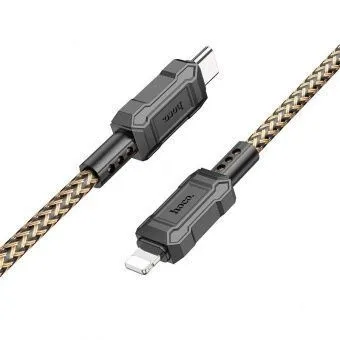 

Кабель USB Type-C-Lightning 8-pin, экранированный, быстрая зарядка, 3А, 1 м, золотистый, HOCO Leader X94, X94