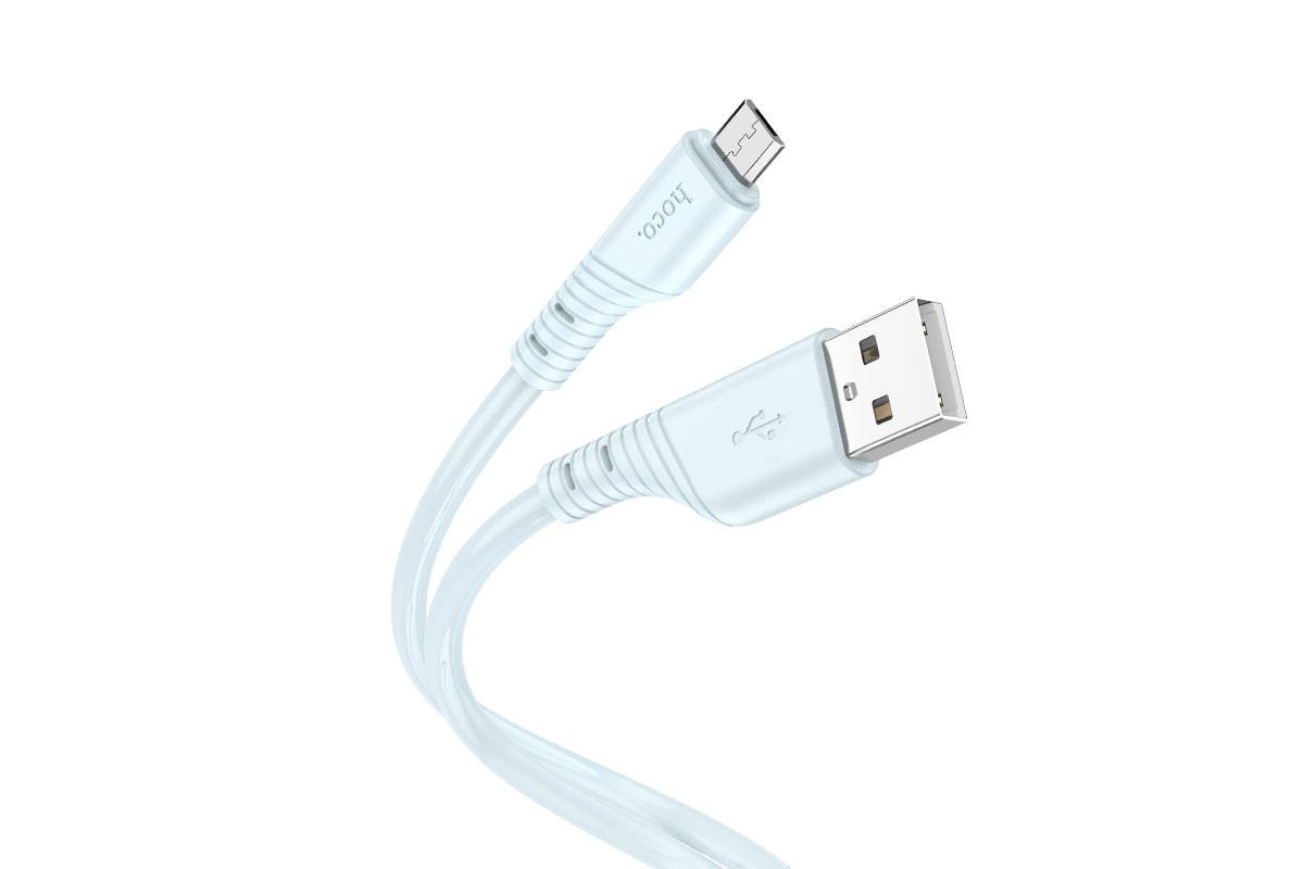 

Кабель USB-Micro USB, 2.4А, 1 м, голубой, HOCO Crystal X97, X97