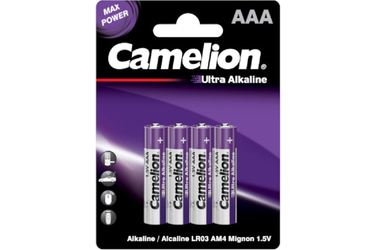 

Батарейка Camelion Ultra Alkaline, AAA (LR03), 1.5V, 4 шт. (14985)