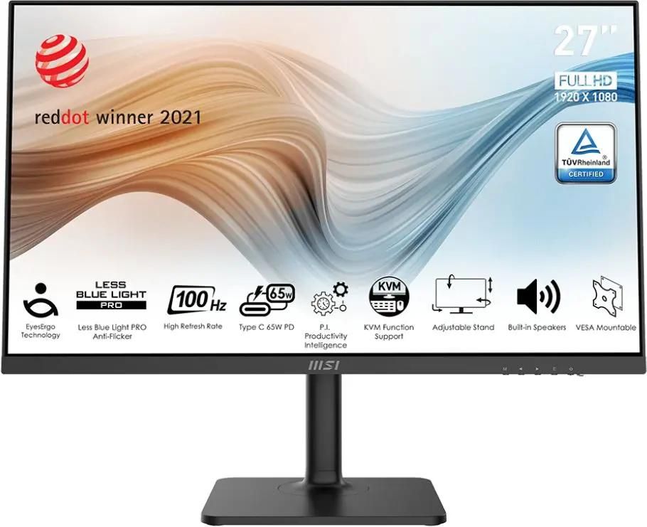 

Монитор 27" MSI Modern MD272XP IPS, 1920x1080 (16:9), 300кд/м2, 100 Гц, 1 мс, 178°/178°, HDMI, DisplayPort, USB Type-C, USB-Hub, черный (9S6-3PB19H-232), MD272XP