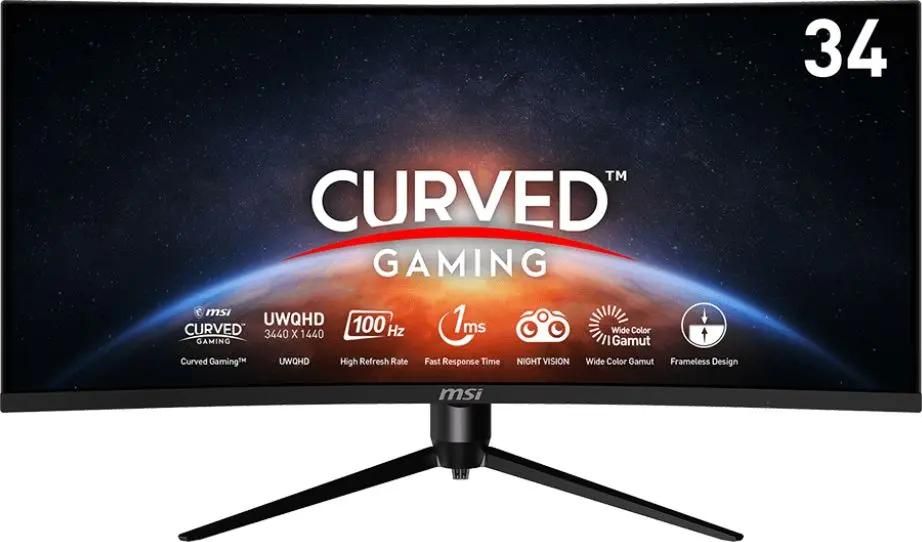 

Монитор 34" MSI Curved Gaming Monitor MAG342CQPV VA, изогнутый, 3440x1440 (21:9), 250кд/м2, 100 Гц, 1 мс, 178°/178°, HDMI, DisplayPort, черный (9S6-3DB64H-060), MAG342CQPV