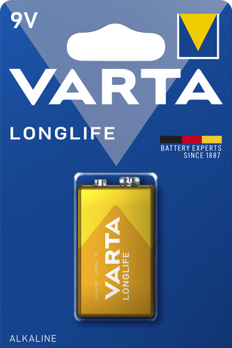 

Батарея Varta Longlife, крона (6LR61/6LF22/1604A/6F22), 9V, 1 шт. (04122101411)