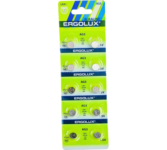 

Батарея Ergolux 14321, AG3/LR736/LR41/392A/192, 1.5V, 10 шт. (14314)