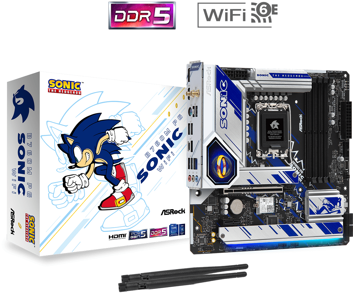 

Материнская плата ASRock B760M PG SONIC WIFI, Socket1700, Intel B760, 4xDDR5 DIMM, 2PCI-Ex16, 4SATA3, 7.1-ch, 2.5GLAN, 7 USB 3.2, 2 USB Type-C, HDMI, DP, mATX, Retail, B760M PG SONIC WIFI