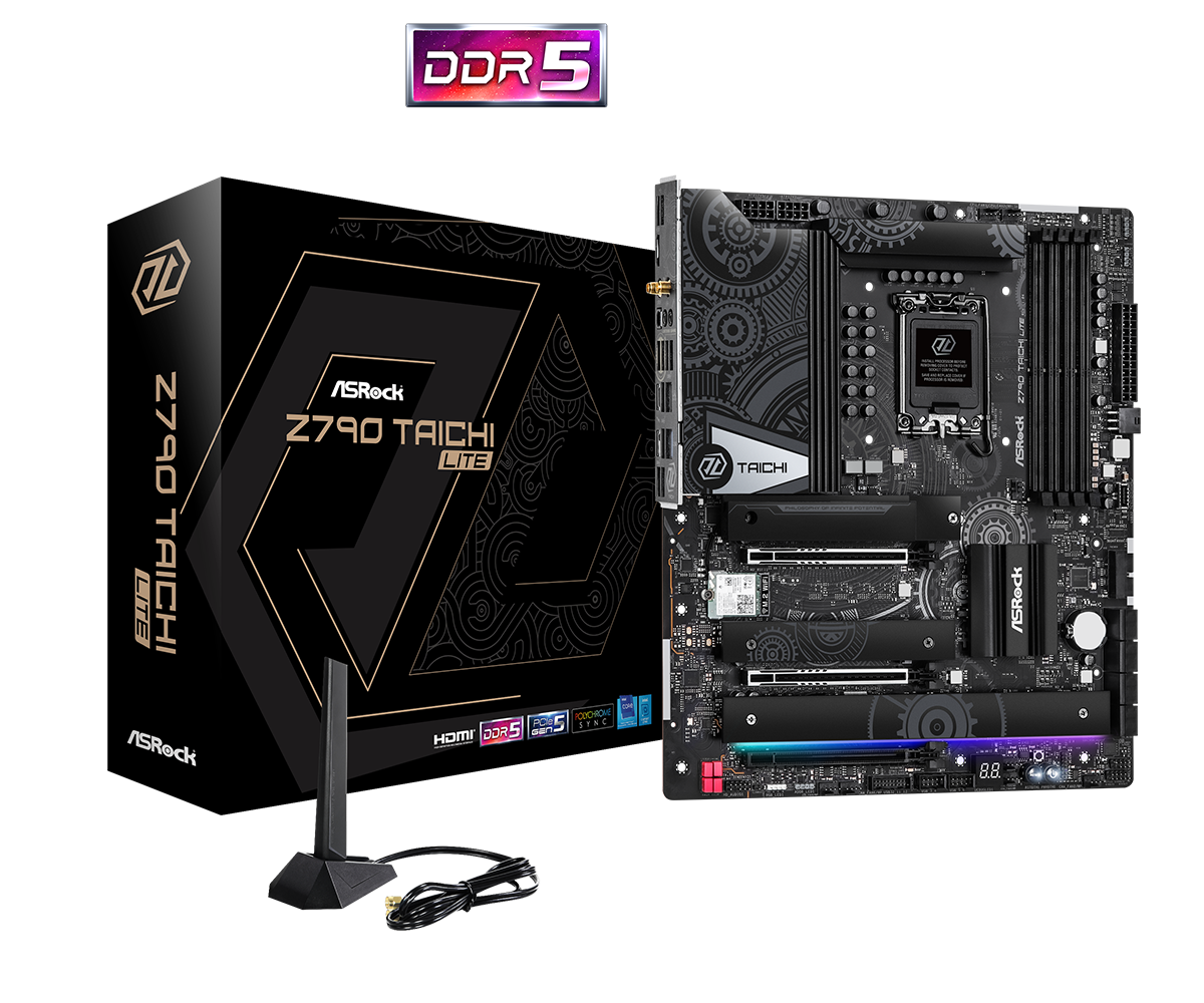 

Материнская плата ASRock Z790 TAICHI LITE, Socket1700, Intel Z790, 4xDDR5 DIMM, 2PCI-Ex16, 8SATA3, 5.1-ch, GLAN, 2.5GLAN, 12 USB 3.2, 1 USB Type-C, HDMI, EATX, Retail, Z790 TAICHI LITE