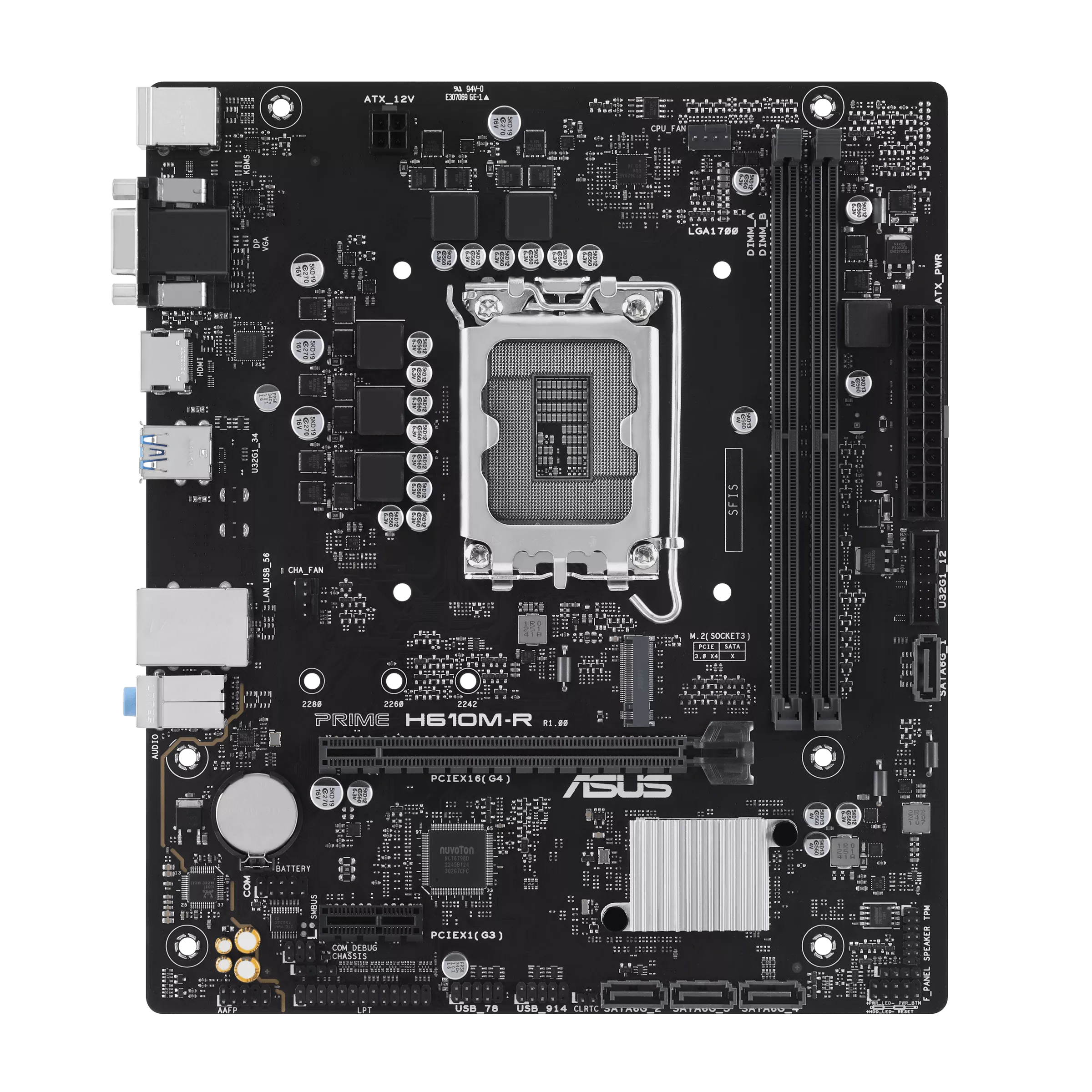 

Материнская плата ASUS PRIME H610M-R-SI, Socket1700, Intel H610, 2xDDR5 DIMM, PCI-Ex16, 4SATA3, 7.1-ch, GLAN, 4 USB 3.2, VGA, HDMI, DP, mATX, Bulk, PRIME H610M-R-SI