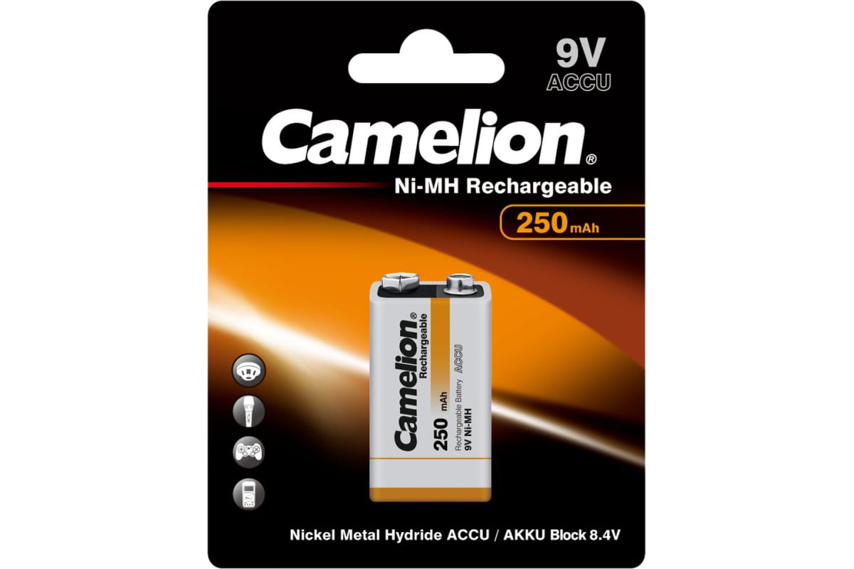 Аккумулятор Camelion, NH-9V250, крона, 250 мА·ч, 1 шт