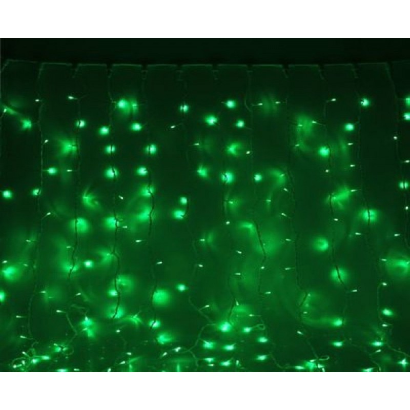 Гирлянда SHLights LDCL544-G-E светодиодная занавес, ламп: 544 шт., 1.5 м x 2.2 м, режимов: 8, от сети, зеленый (LDCL544-G-E)