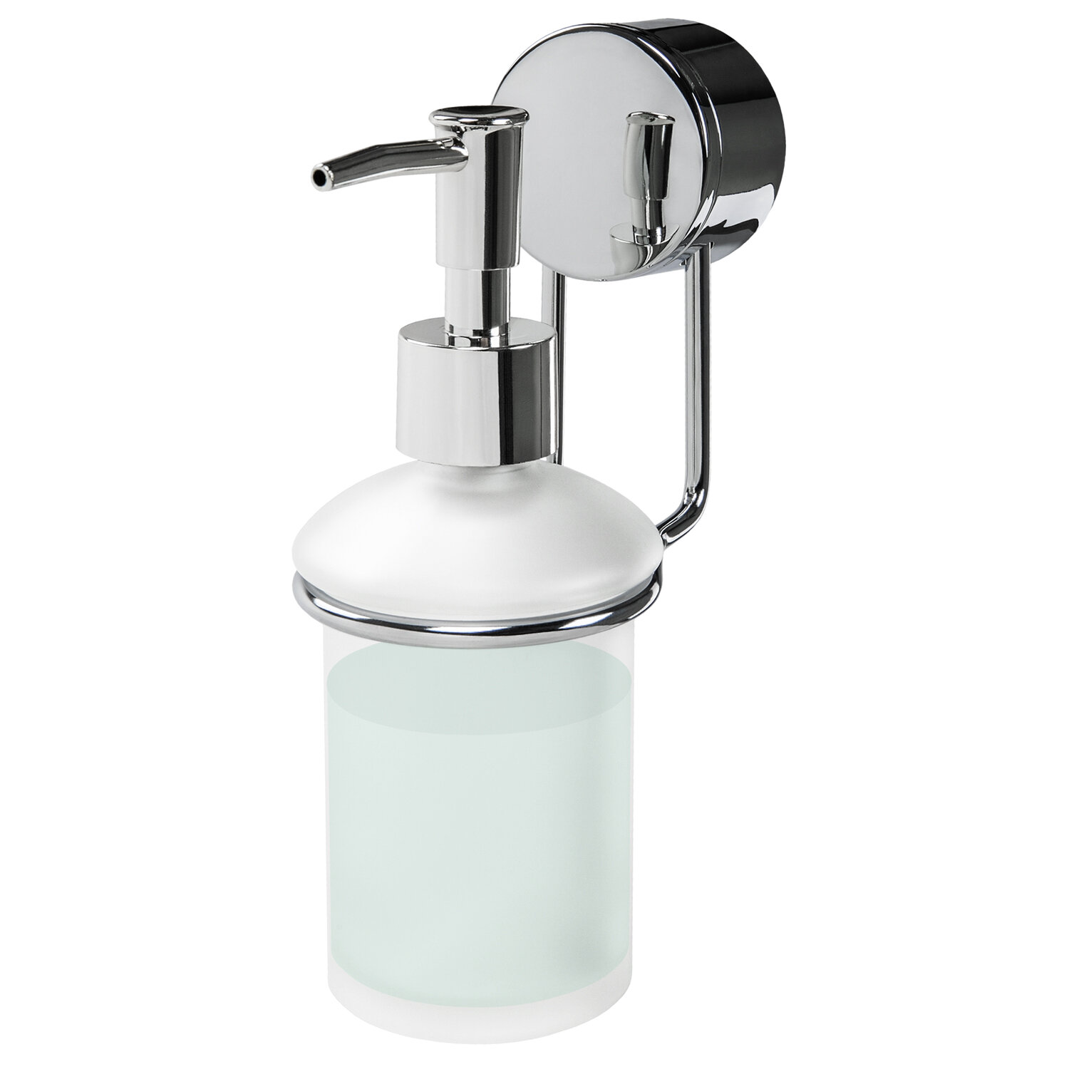 Диспенсер для жидкого мыла LAIMA, металл/стекло, 300 мл, белый/прозрачный (607427), цвет белый/прозрачный