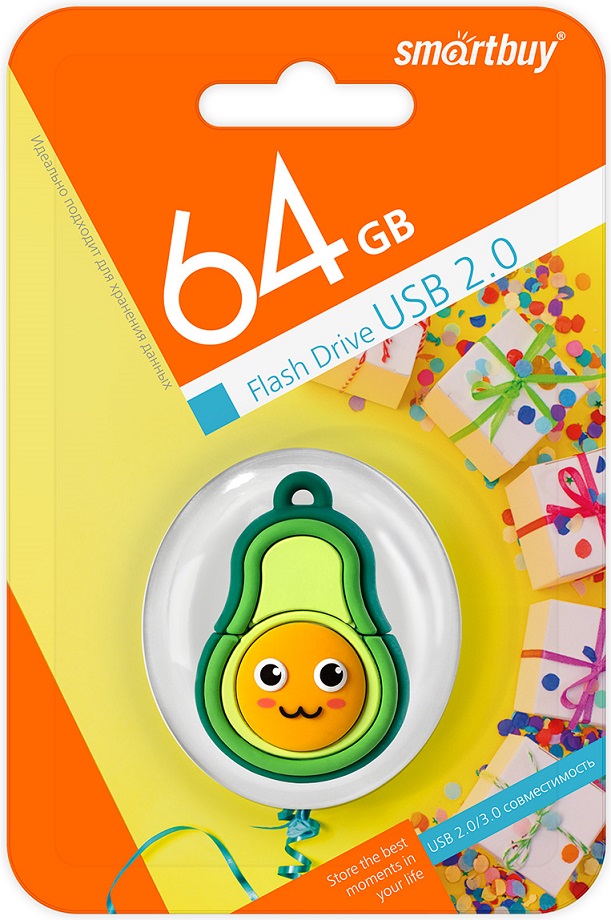 

Флешка 64Gb USB 2.0 SmartBuy Wild series Авокадо, зеленый (SB64GBAVO), Авокадо