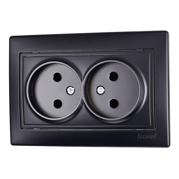 

Розетка LEZARD Mira 701-4242-128, открытая, 2-х постовая, 16А, в сборе, IP44, черный бархат (701-4242-128), 701-4242-128