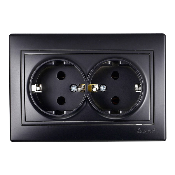 

Розетка LEZARD Mira 701-4242-127, открытая, 2-х постовая, с з/к, 16А, в сборе, IP20, черный бархат (701-4242-127), 701-4242-127