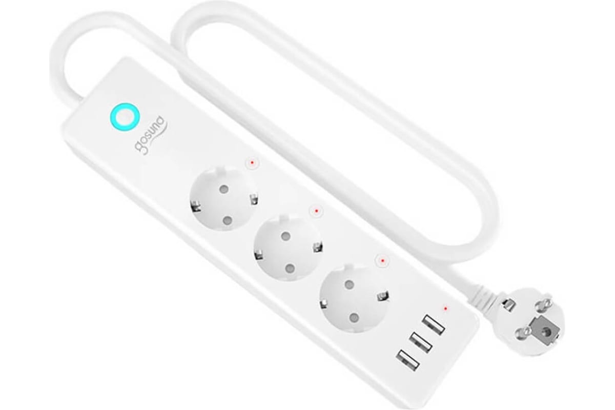 Умный сетевой фильтр Gosund Smart Plug, WiFi, белый