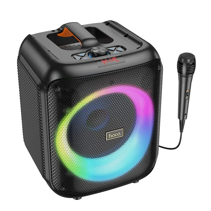 

Портативная акустика Hoco HA1 Graceful, 30 Вт, FM, AUX, USB, microSD, Bluetooth, подсветка, черный, HA1 Graceful