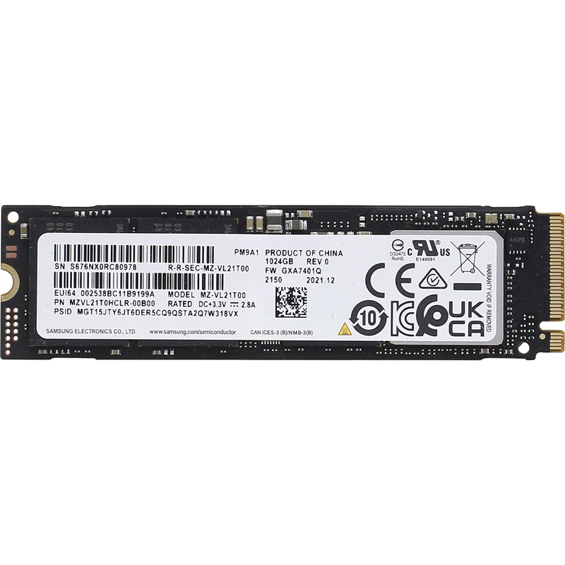 

Твердотельный накопитель (SSD) Samsung 1Tb PM9A1, 2280, M.2, NVMe (MZVL21T0HCLR-00B00)