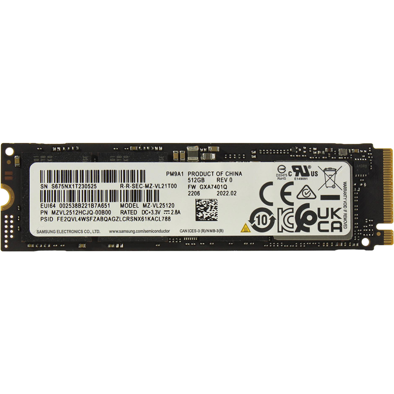 Твердотельный накопитель (SSD) Samsung 512Gb PM9A1, 2280, M.2, NVMe (MZVL2512HCJQ-00B00) - фото 1