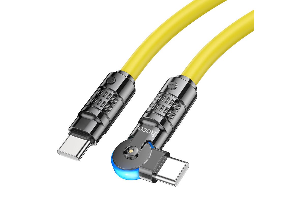 

Кабель USB Type-C-USB Type-C, прямой/угловой, 3А, 1.2 м, желтый, HOCO U118, U118