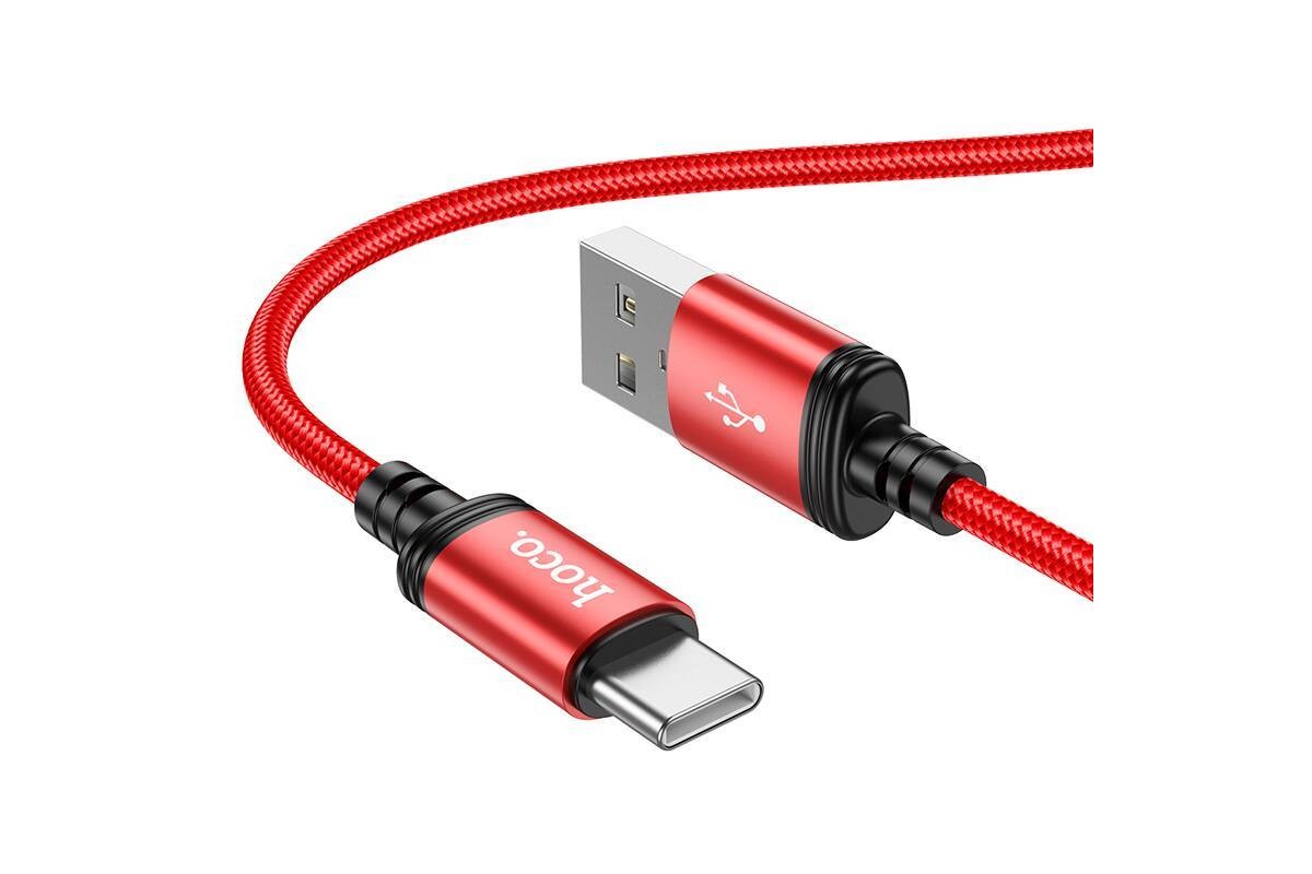 

Кабель USB-USB Type-C, быстрая зарядка, 3А, 1 м, красный, HOCO Wind X89, X89
