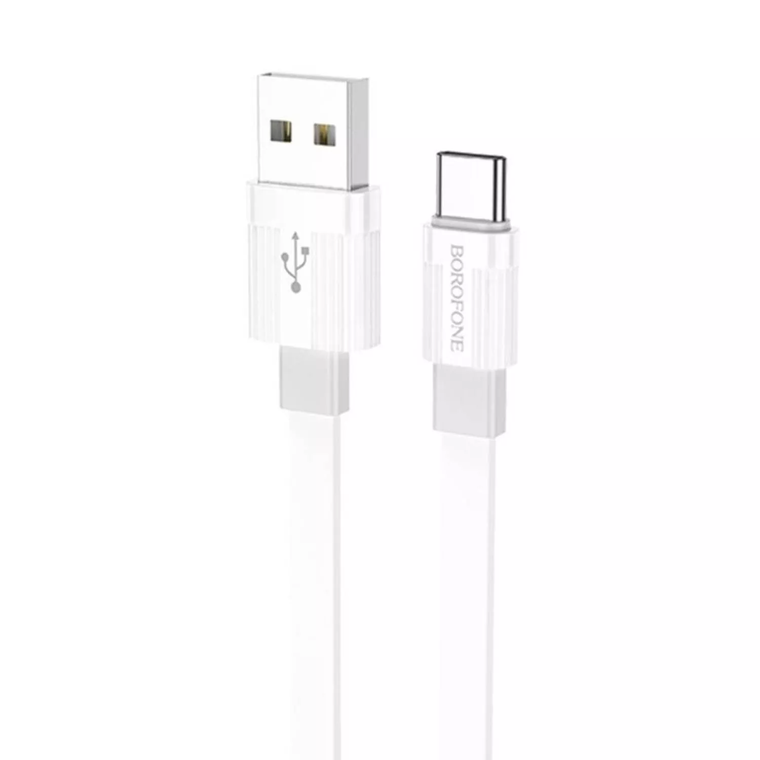 

Кабель USB-USB Type-C, плоский, 3А, 1 м, белый/серый, Borofone Union BX89 (6974443389487), BX89