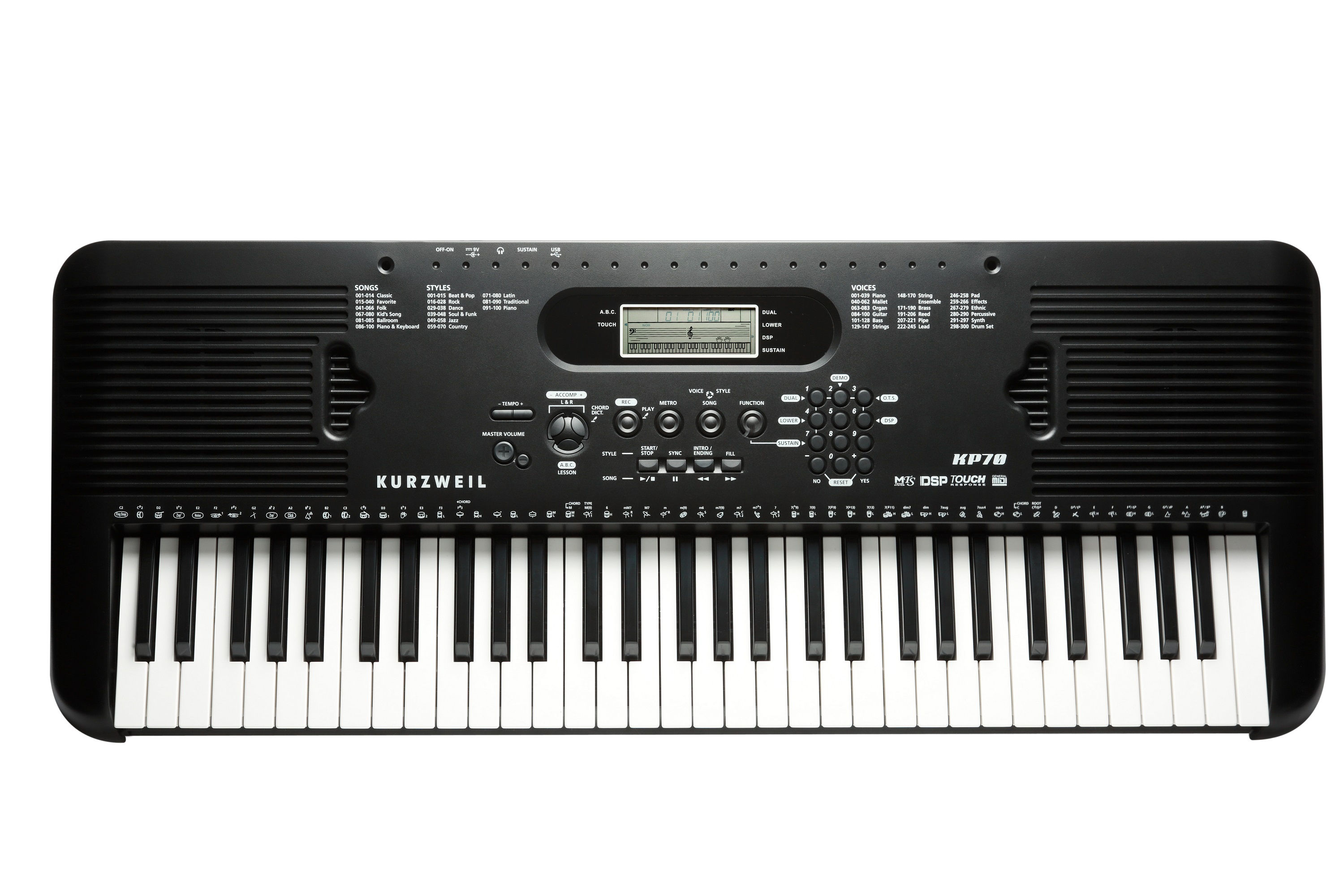 Синтезатор Kurzweil KP70 LB, клавиш 61 шт., черный