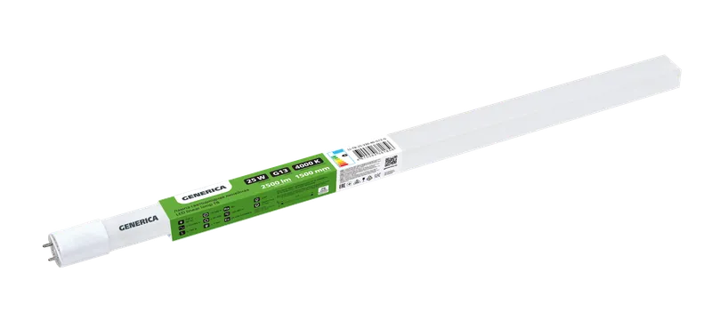 Лампа линейная G13, T8, ⌀2.5 смx1.5 м, 25 Вт, 4000 K, GENERICA
