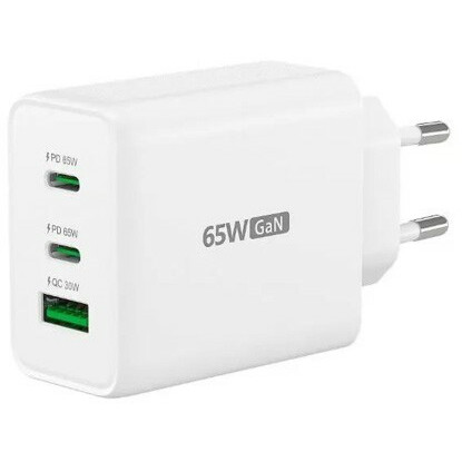 

Сетевое зарядное устройство j5create 65W GaN 65 Вт, USB, 2xUSB type-C, Quick Charge, PD, белый (JUP3365E), 65W GaN