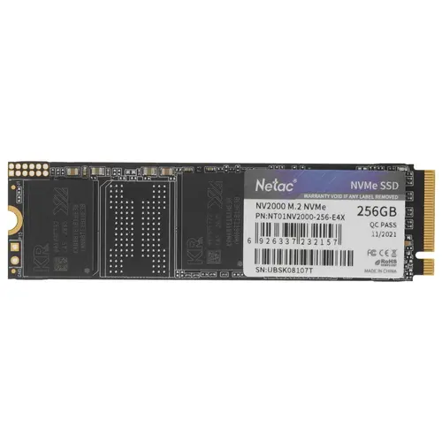 Твердотельный накопитель (SSD) Netac 256Gb NV2000, 2280, M.2, NVMe (NT01NV2000-256-E4X) - фото 1