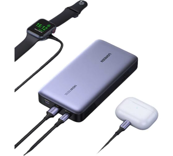 

Портативный аккумулятор (Powerbank) UGREEN PB205, 25000 мА·ч, 3xUSB, 3А, Type-C, QC, PD, темно-синий (90597A), PB205