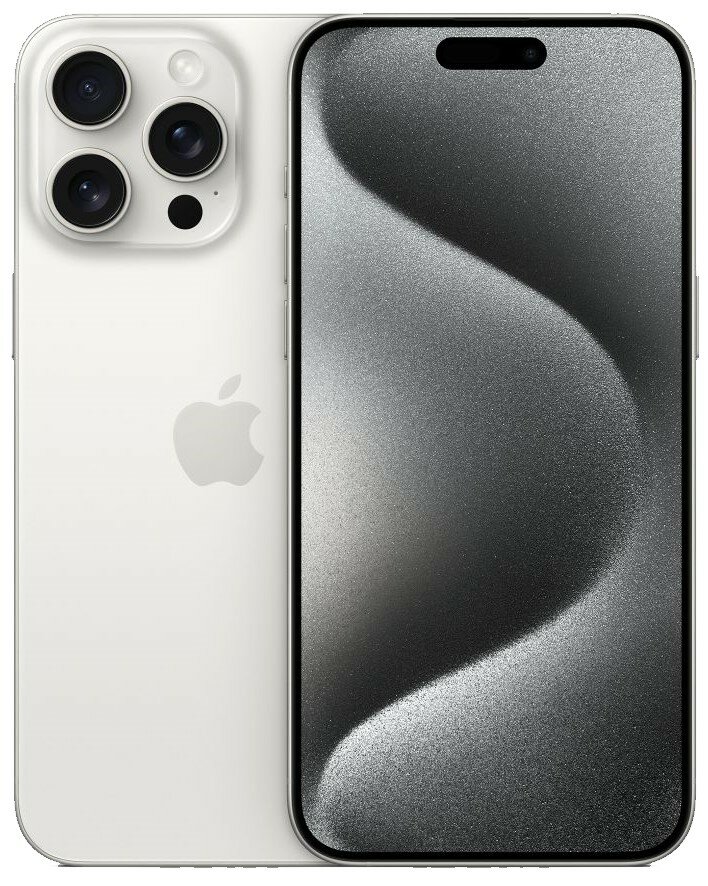 

Смартфон Apple iPhone 15 Pro Max A3108, 6.7" 1290x2796 OLED, Apple A17 Pro Bionic, 512Gb, 3G/4G/5G, NFC, Wi-Fi, BT, 3xCam, 2-Sim, USB Type-C, iOS 17, белый, iPhone 15 Pro Max A3108
