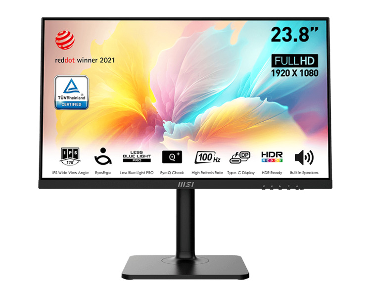 

Монитор 23.8" MSI Modern MD2412P IPS, 1920x1080 (16:9), 300кд/м2, 1 мс, 178°/178°, HDMI, USB Type-C, черный (9S6-3PA59H-095), MD2412P