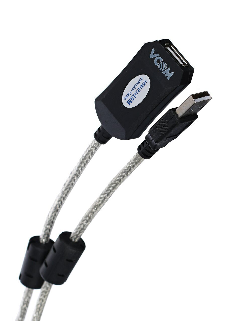 

Кабель-удлинитель USB(Am)-USB(Af), ферритовый фильтр, экранированный, 15 м, прозрачный/черный, VCOM VUS7049 (VUS7049-15M), VUS7049