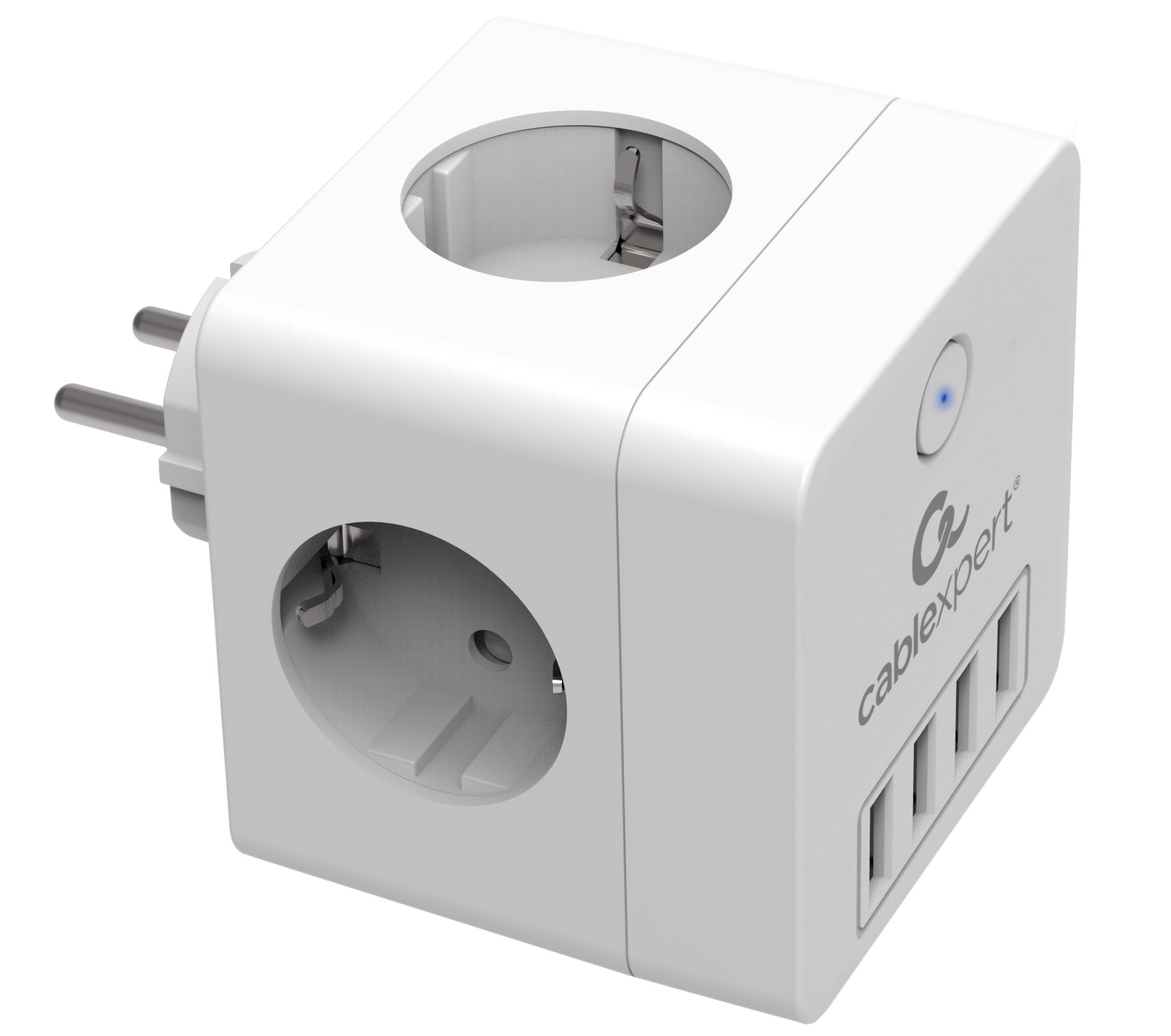 Сетевой фильтр Cablexpert Cube, 4-розетки, белый
