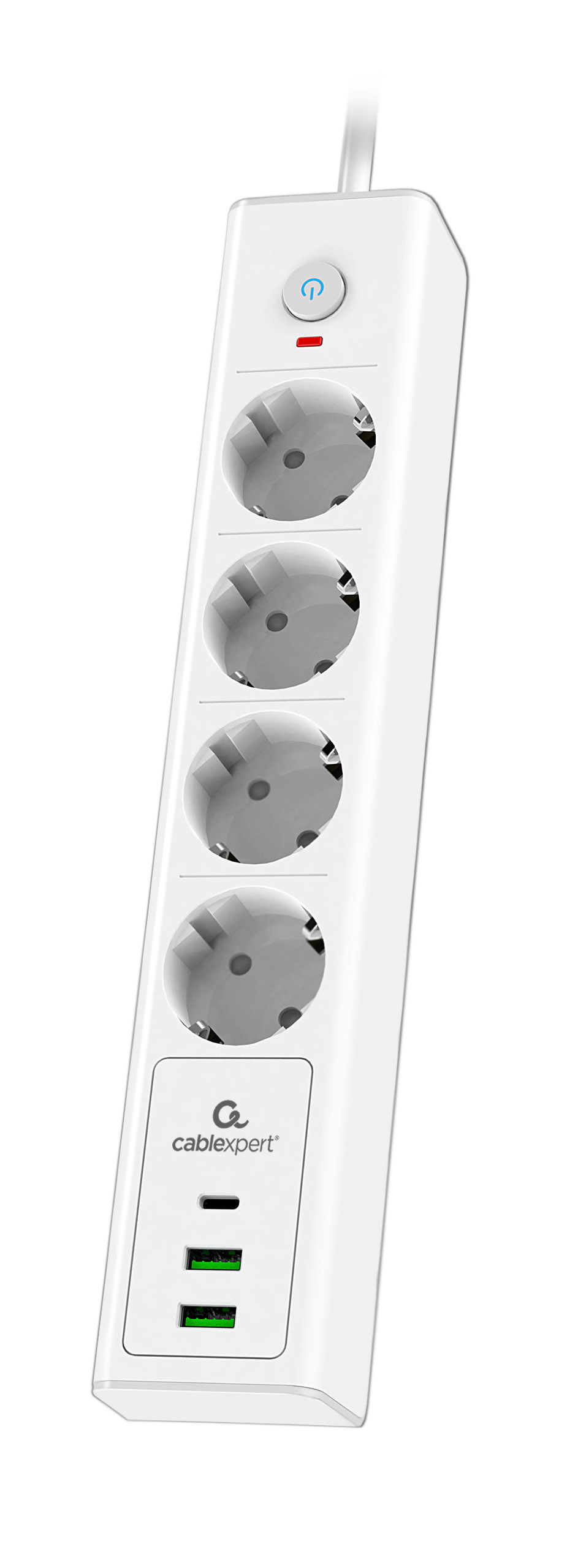 Сетевой фильтр Cablexpert Exnovo, 4-розетки, 2 м, белый (EXN-4-CU2-W-2)