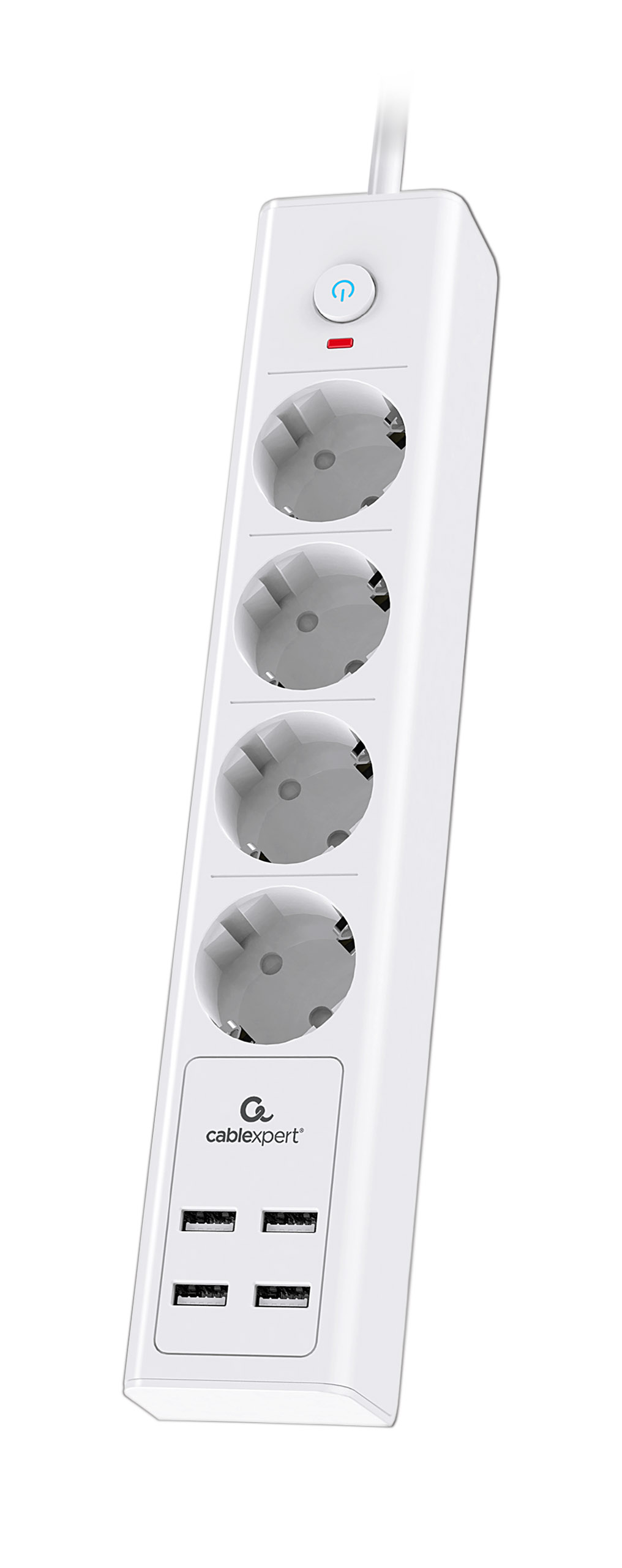 Сетевой фильтр Cablexpert Exnovo, 4-розетки, 2 м, белый