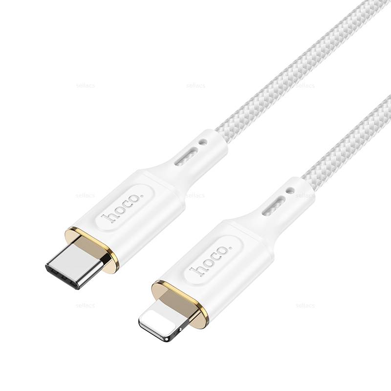 

Кабель USB Type-C-Lightning 8-pin, быстрая зарядка, 3А, 1 м, белый, HOCO Goldentop X95, X95